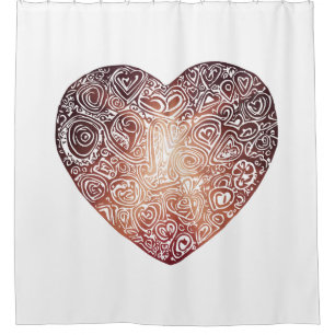 Love Doodle Heart Abstract Art Shower Curtain