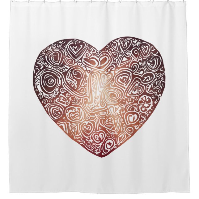 Love Doodle Heart Abstract Art Shower Curtain (Front)