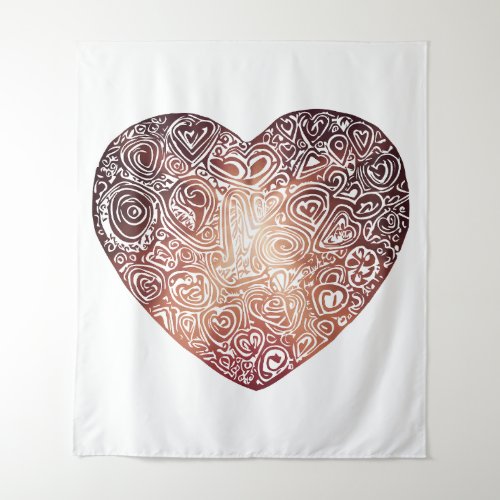 Love Doodle Heart Abstract Art Tapestry