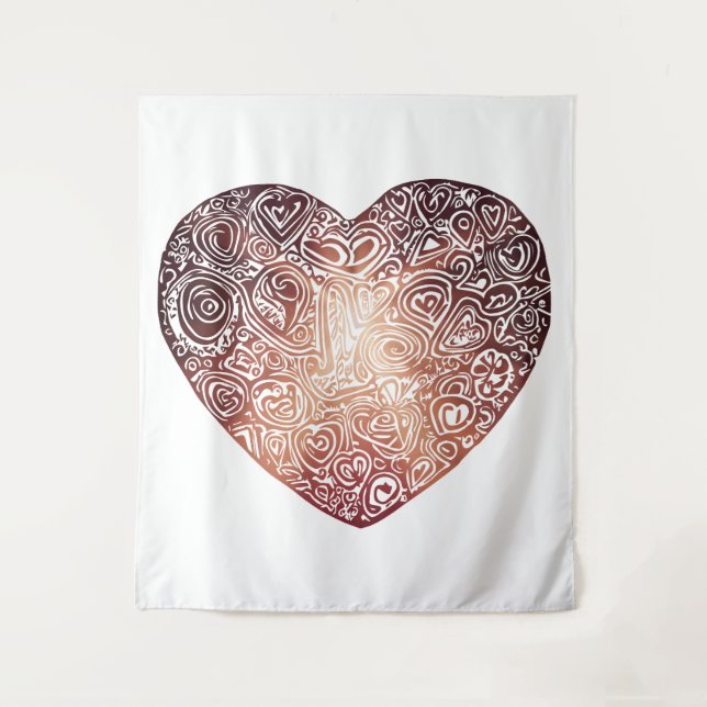 Love Doodle Heart Abstract Art Tapestry (Front)
