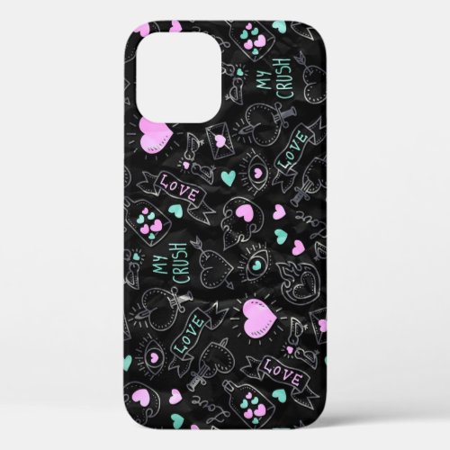 Love Doodle_ Hearts and Pastel Design  iPhone 12 Pro Case