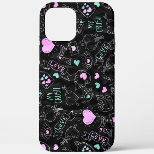Love Doodle_ Hearts and Pastel Design  iPhone 12 Pro Max Case