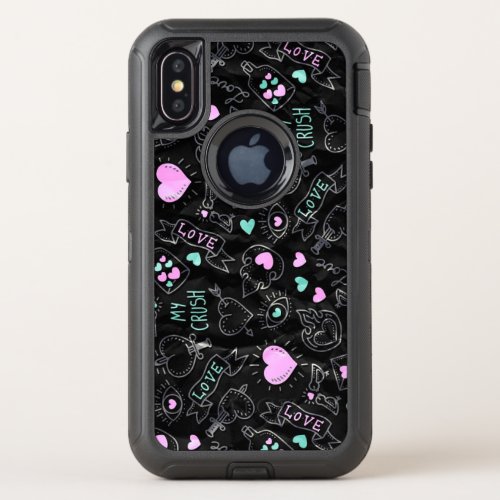 Love Doodle_ Hearts and Pastel Design  OtterBox Defender iPhone XS Case