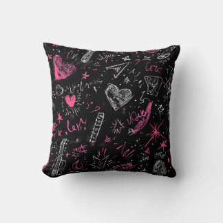Love Doodles Chalkboard Throw Pillow