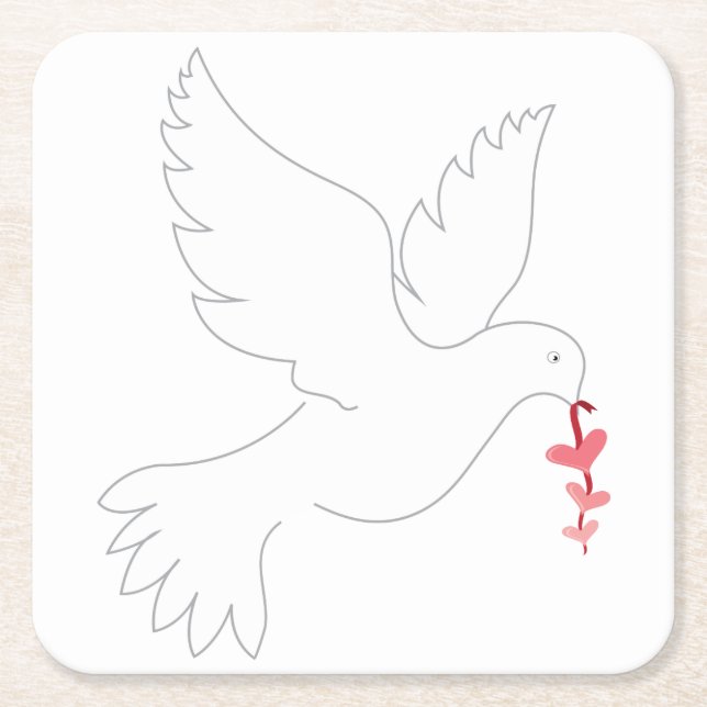 Love Dove Square Paper Coaster (Front)