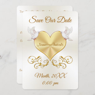 Love Doves and Heart Wedding Save the Date Cards