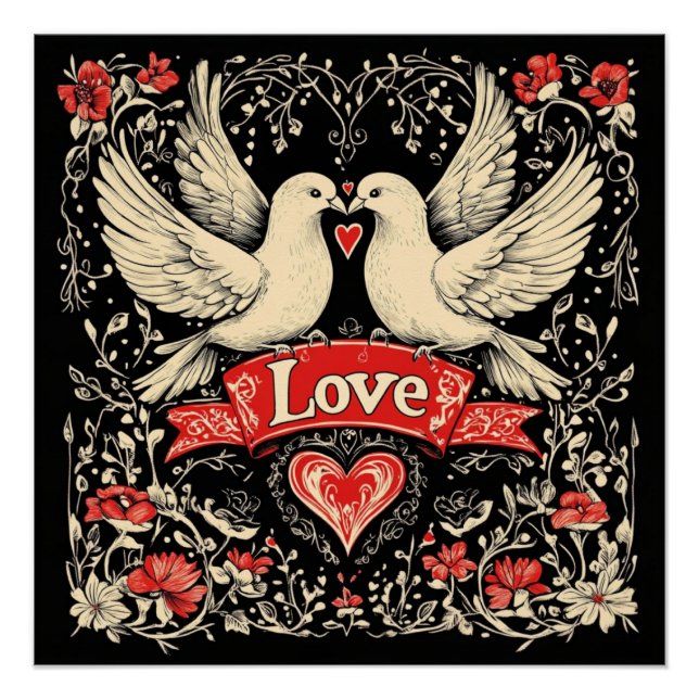Love Doves design Poster (Front)