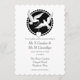 Love Doves Elegant Lesbian Wedding Invitation