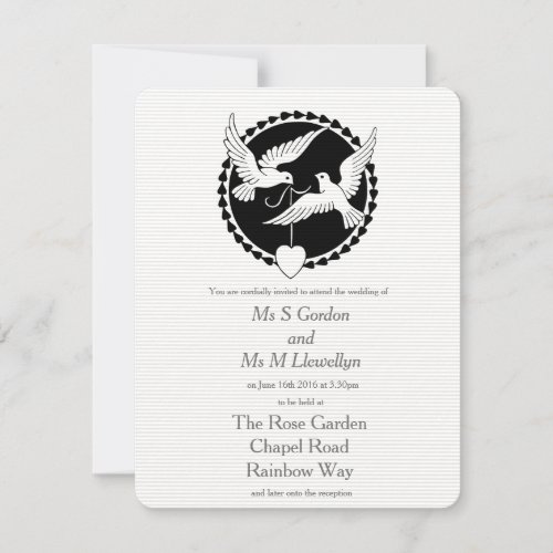 Love Doves Elegant Lesbian Wedding Invitation