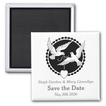 Love Doves Elegant Save The Date Wedding Magnet by AGayMarriage at Zazzle