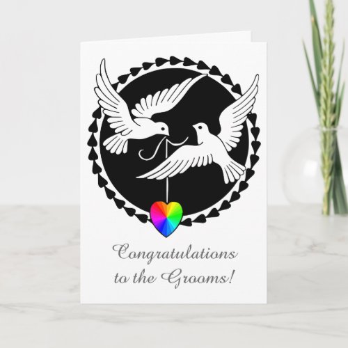 Love Doves Gay Pride Heart Wedding Card