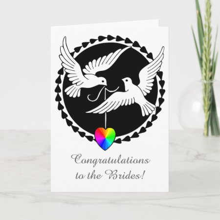 Love Doves Lesbian Wedding Pride Heart Card