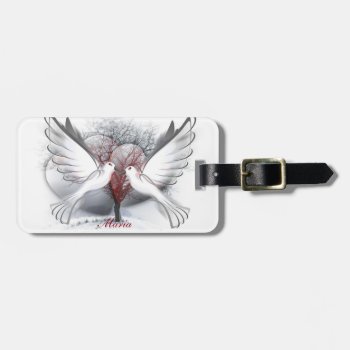 Love Doves Luggage Tag With Leather Strap by Shopia at Zazzle