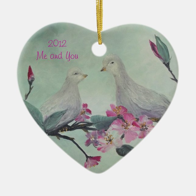 Love Doves Ornament with customizable TEXT (Front)