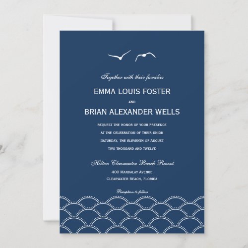 Love Doves Wedding Invitations _ Navy