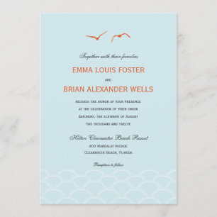 Love Doves Wedding Invitations - Sky Blue