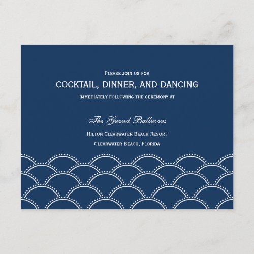 Love Doves Wedding Reception Cards - Navy Announcements
