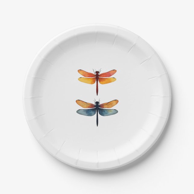 Love Dragonflies child small simple Minimalist Dra Paper Plates (Front)