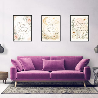 Love & Dreams Nursery Wall Art -Set 3 Acrylic Photo Tile