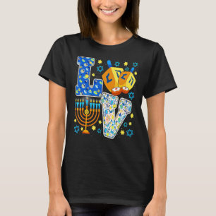 LOVE Dreidel Menorah Chanukah Cute Hanukkah Pajama T-Shirt
