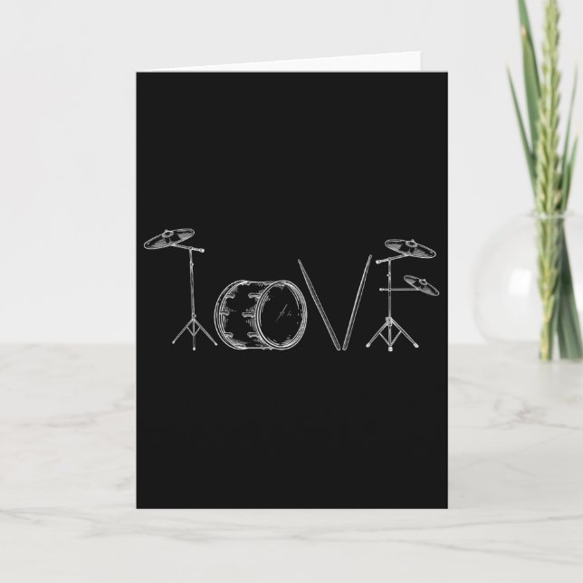 Love Drums Happy Valentine's Day Drummer Music Lov Card (Front)