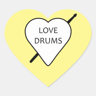Love Drums Heart Stickers (pack of 20)