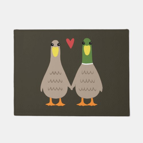 Love Ducks  Cute Ducks Couple Holding Hands Doormat