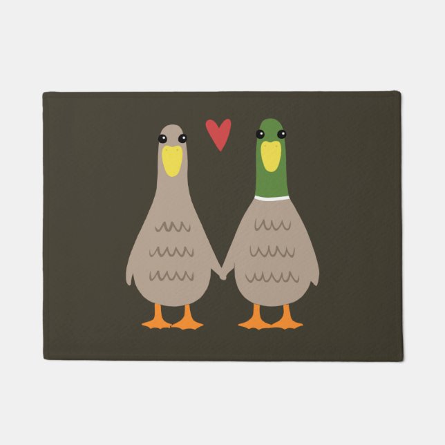 Love Ducks | Cute Ducks Couple Holding Hands Doormat (Front)