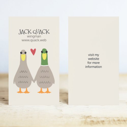 Love Ducks  Funny Cartoon Couple  Wingman Business Card