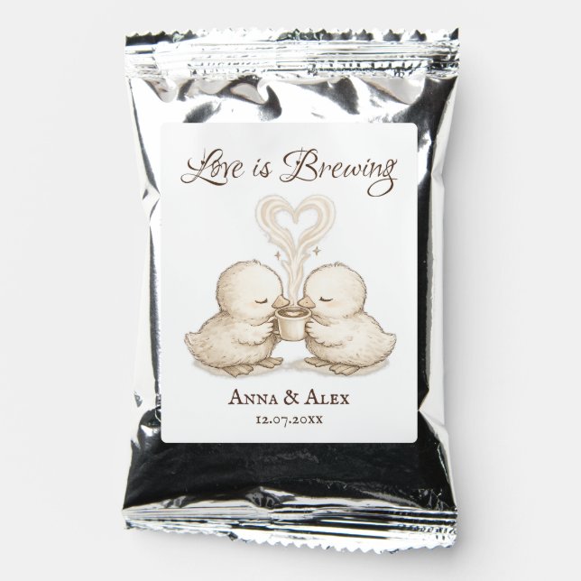 Love Ducks Wedding Favor Coffee Drink Mix (Front)