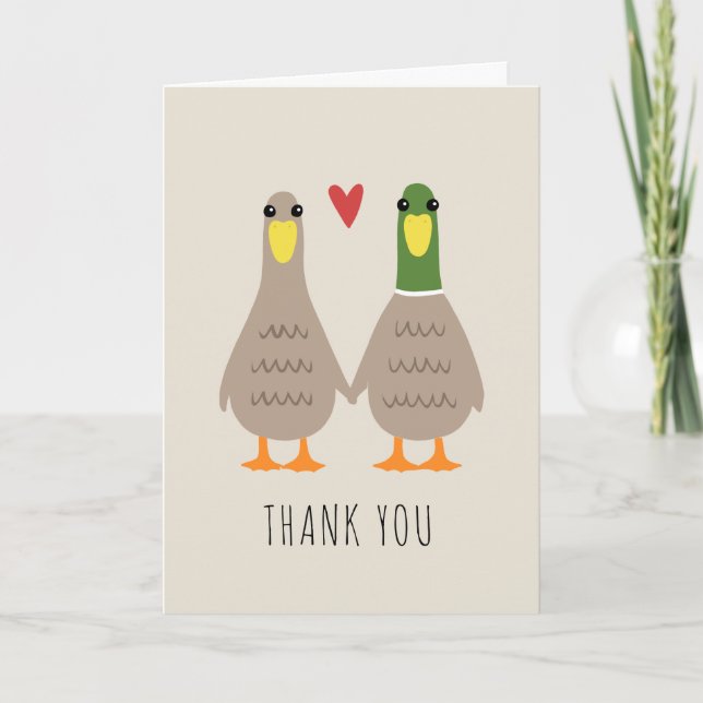 Love Ducks Wedding Thank You Card (Front)