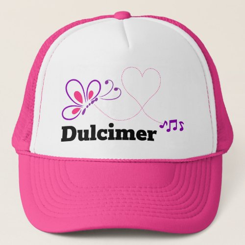 Love Dulcimer Pink Purple Butterfly Heart Music Notes Trucker Hat