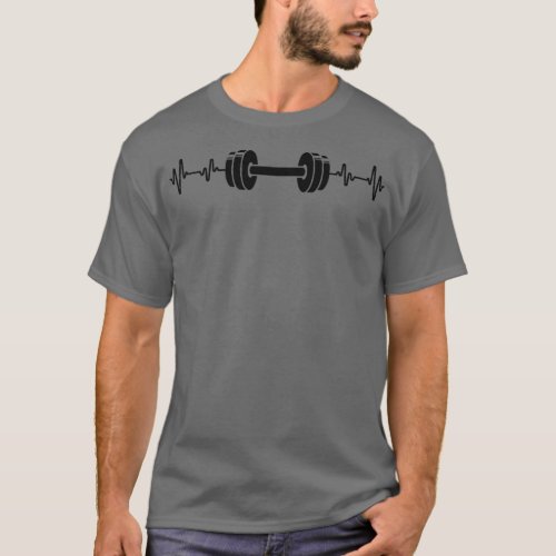 Love Dumbbells Heartbeat Workout Gym Eercise Weigh T_Shirt