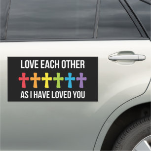 Love Each Other Gay Pride LGBTQ Rainbow Christian Car Magnet