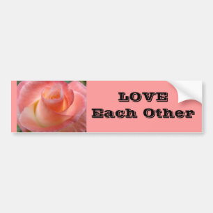 LOVE Each Other pink rose bumper stickers slogans