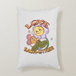 Love Each Other Whimsical Floral Design Accent Pillow