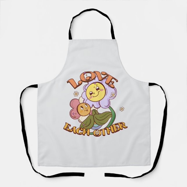 Love Each Other | Whimsical Floral Design Apron (Front)