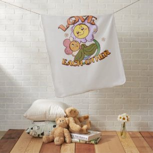 Love Each Other Whimsical Floral Design Baby Blanket