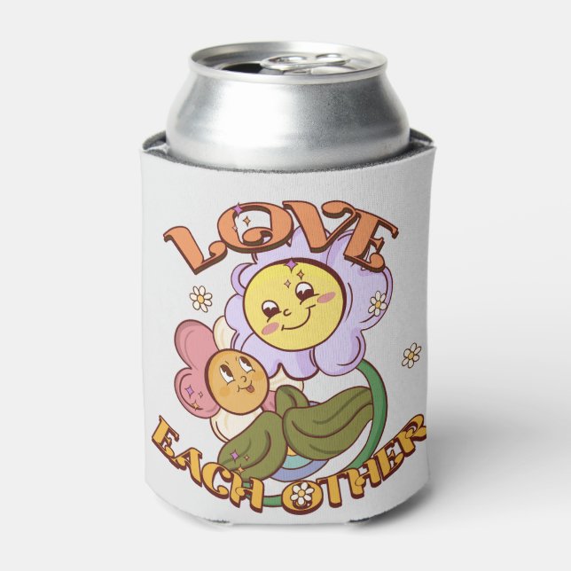 Love Each Other | Whimsical Floral Design Can Cooler (Can Front)