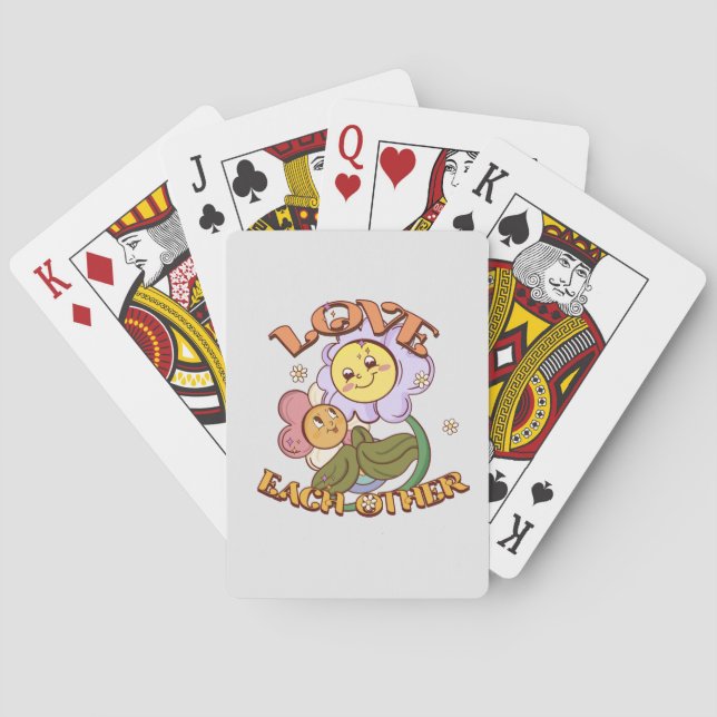 Love Each Other | Whimsical Floral Design Poker Cards (Back)