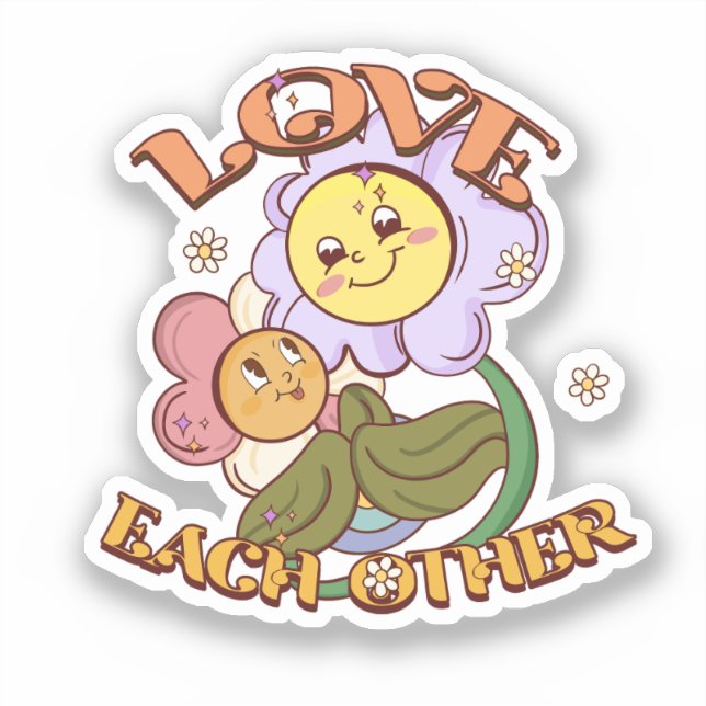 Love Each Other | Whimsical Floral Design Sticker (Front)