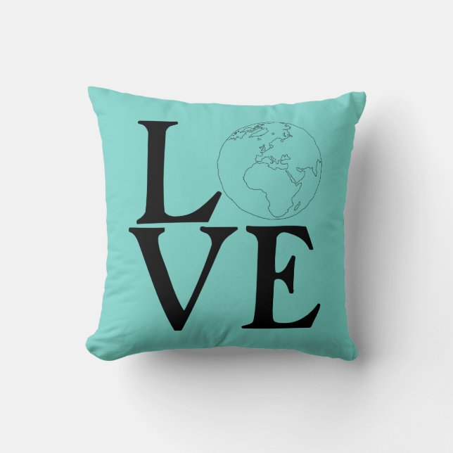 Love Earth! Green Throw Pillow (Front)