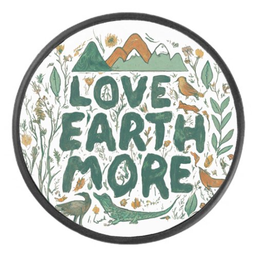 Love Earth More Hockey Puck