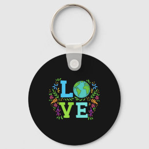 Love Earth Save The Planet Vintage Floral Earth Da Keychain