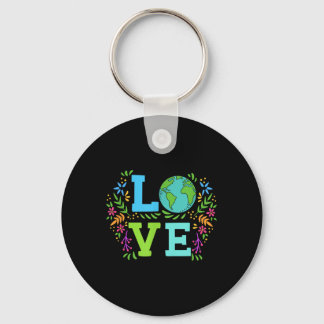 Love Earth Save The Planet Vintage Floral Earth Da Keychain