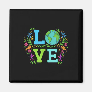 Love Earth Save The Planet Vintage Floral Earth Da Magnet