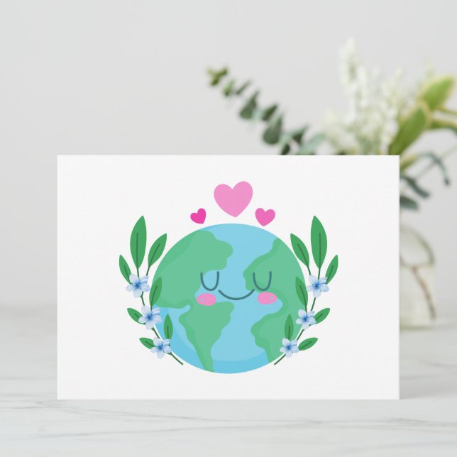 Love Earth Smiling Invitation (Standing Front)