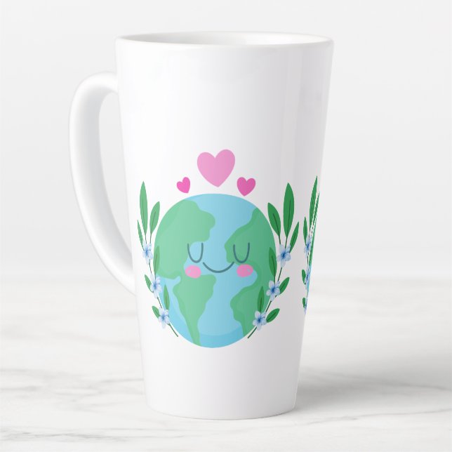 Love Earth Smiling Latte Mug (Left Angle)