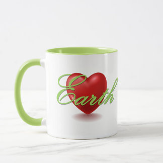 Love Earth white and green mug