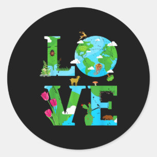 Love Earth World Planet Day Environmental Animal  Classic Round Sticker